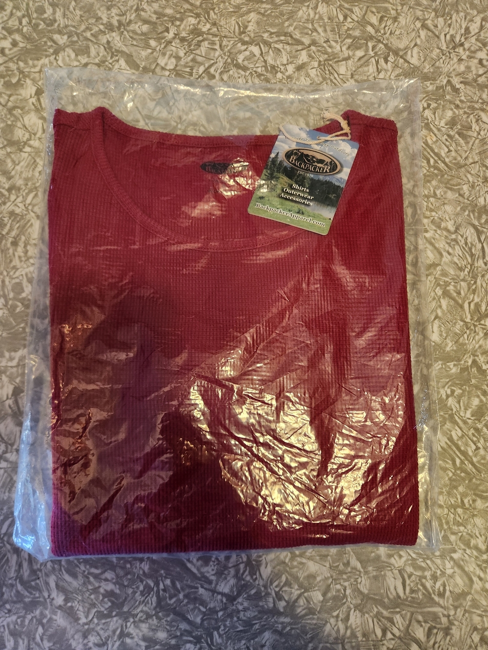 Backpacker's Red Ribbed Long Sleeve Tee